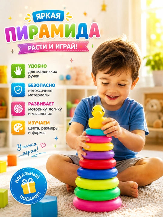 Детская пирамидка, пирамида игрушка для детей, развивающая игрушка