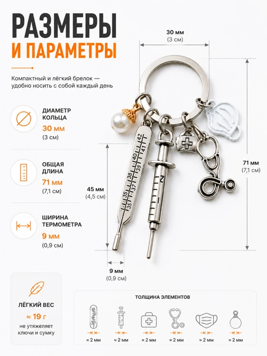 Брелок для профессий на ключи — подарок врачу, учителю, юристу, повару, мастеру, музыканту