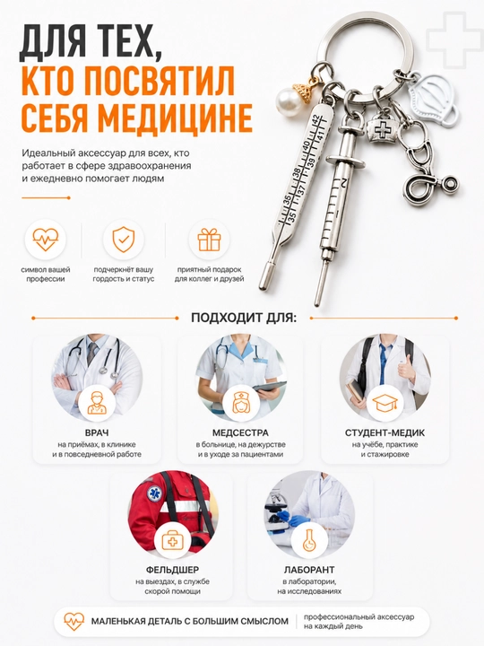 Брелок для профессий на ключи — подарок врачу, учителю, юристу, повару, мастеру, музыканту