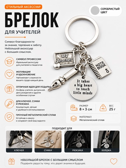 Брелок для профессий на ключи — подарок врачу, учителю, юристу, повару, мастеру, музыканту
