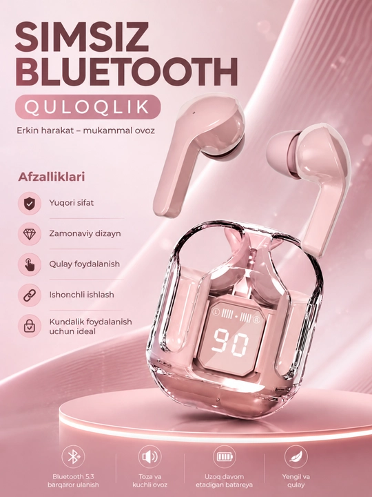 AIBT TWS Bluetooth 5.3 Simsiz Naushnik, LED Displeyli Type-C Zaryadlash Qutisi - 