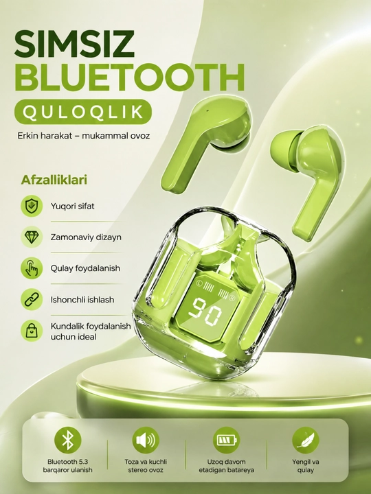 AIBT TWS Bluetooth 5.3 Simsiz Naushnik, LED Displeyli Type-C Zaryadlash Qutisi - 