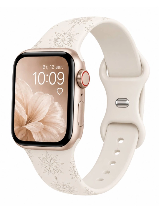 Ремешок для Apple Watch силиконовый со звёздным узором, молочный, 38, 40, 41, 42 мм - 