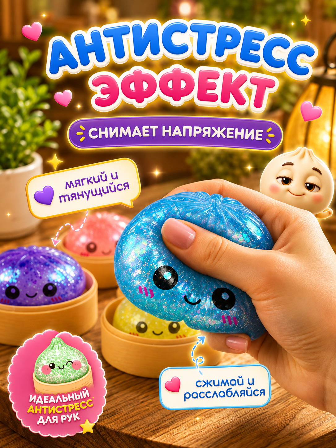 Антистресс игрушка, спиннер, пельменей, мантов с глазками, мягкий сквиш «Сыр», куб