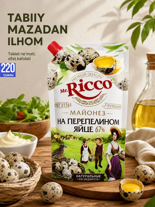 Mr.Ricco mayonezi 50%-67% assortimentda (220 ml, 400 ml, 800 ml) - 