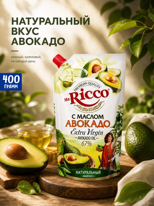 Майонез Mr.Ricco в ассортименте 50%-67% (220 мл, 400 мл, 800 мл)