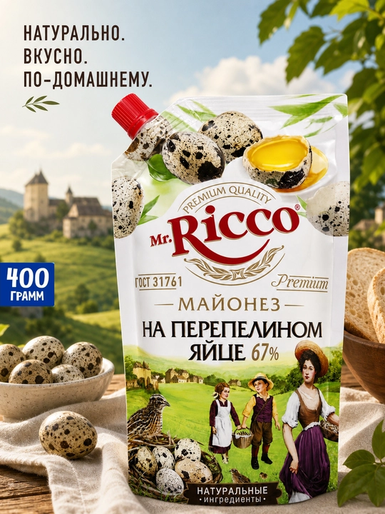 Майонез Mr.Ricco в ассортименте 50%-67% (220 мл, 400 мл, 800 мл)