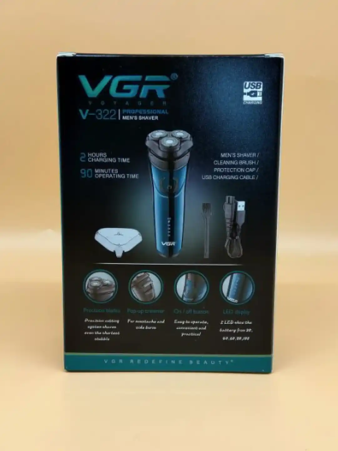 Quruq va nam soqol olish uchun elektr ustara, VGR V-306, 318