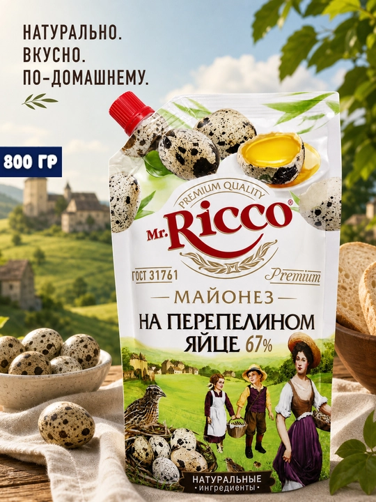 Майонез Mr.Ricco в ассортименте 50%-67% (220 мл, 400 мл, 800 мл)