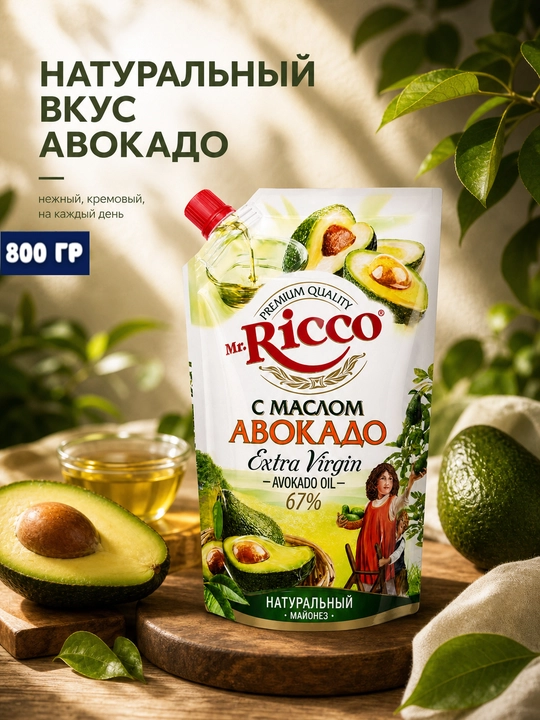 Майонез Mr.Ricco в ассортименте 50%-67% (220 мл, 400 мл, 800 мл)