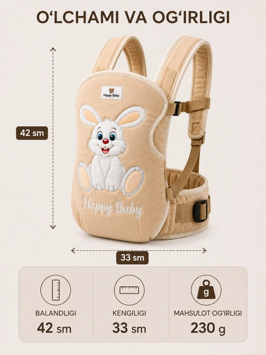 Happy Baby 3v1 kenguru ryukzak, chaqaloq tashuvchi, 24 oygacha, qulay va xavfsiz