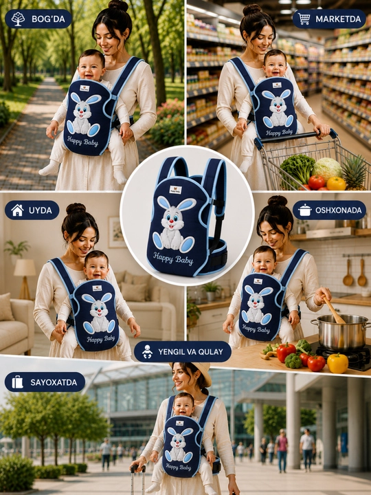 Happy Baby 3v1 kenguru ryukzak, chaqaloq tashuvchi, 24 oygacha, qulay va xavfsiz