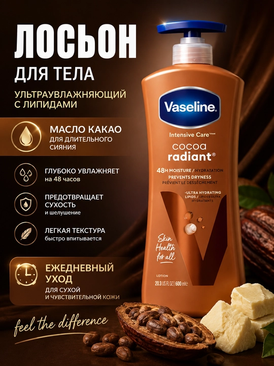 Vaseline Body Lotion – питательный лосьон для тела, мягкая и гладкая кожа - 