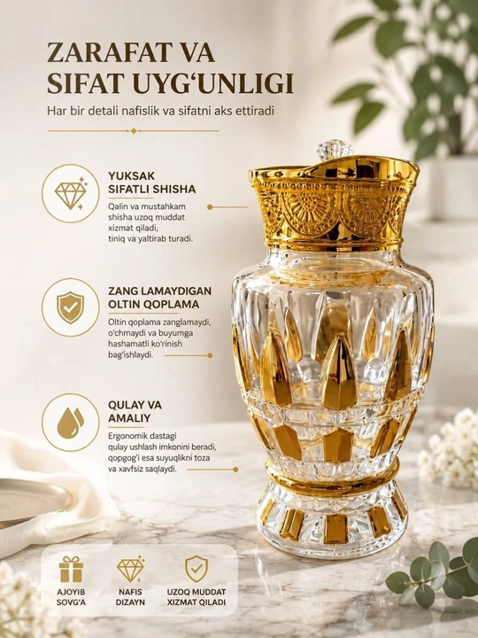 1,5 L hajmli nafis shisha grafin - 