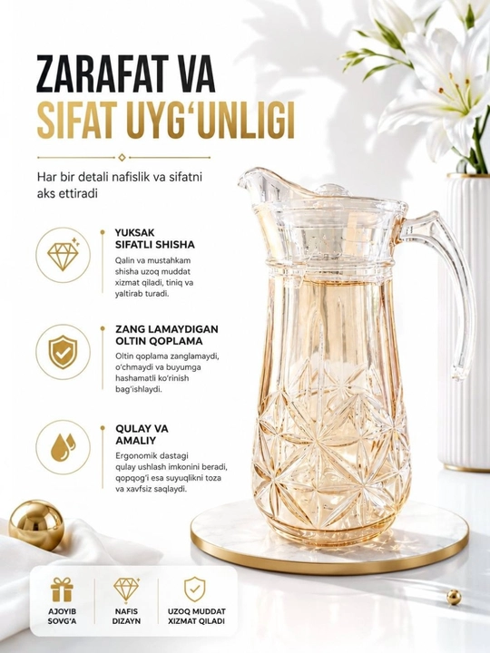 1,5 L hajmli nafis shisha grafin - 