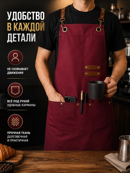 Cho‘ntakli universal oshxona fartugi, oshxona, barbekyu, kafe va uy uchun mo‘ljallangan fartuk