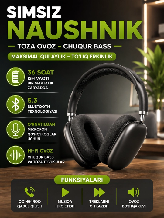 Smart Case bilan Simsiz Bluetooth Naushnik, Hi-Fi Stereo, Bluetooth 5.3, USB-C