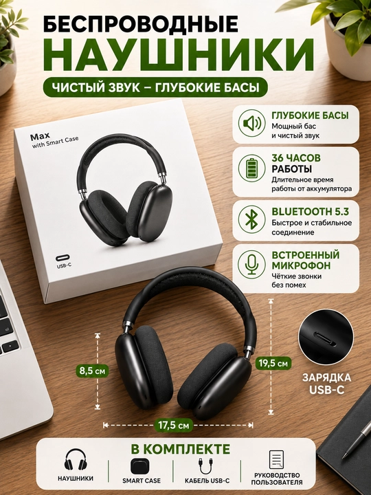 Smart Case bilan Simsiz Bluetooth Naushnik, Hi-Fi Stereo, Bluetooth 5.3, USB-C