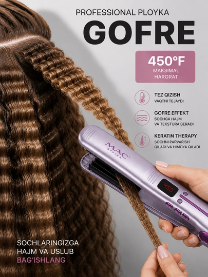 Soch uchun gafre ploykasi MAC Styler MC-2016A, 450°F, professional - 