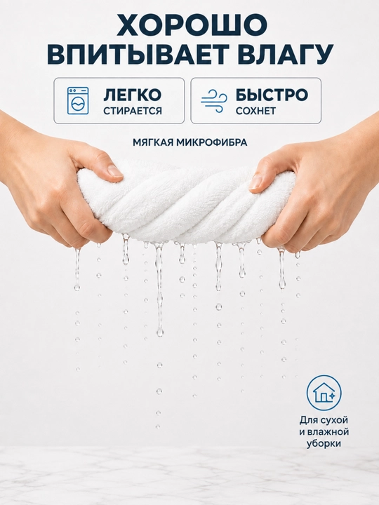 Салфетка из микрофибры для мойки автомобиля, сушки и очистки, 72×50 см
