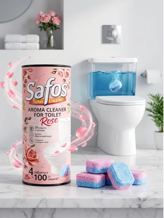 Таблетки для чистки унитаза Safos, ароматизированные, с отбеливающим эффектом