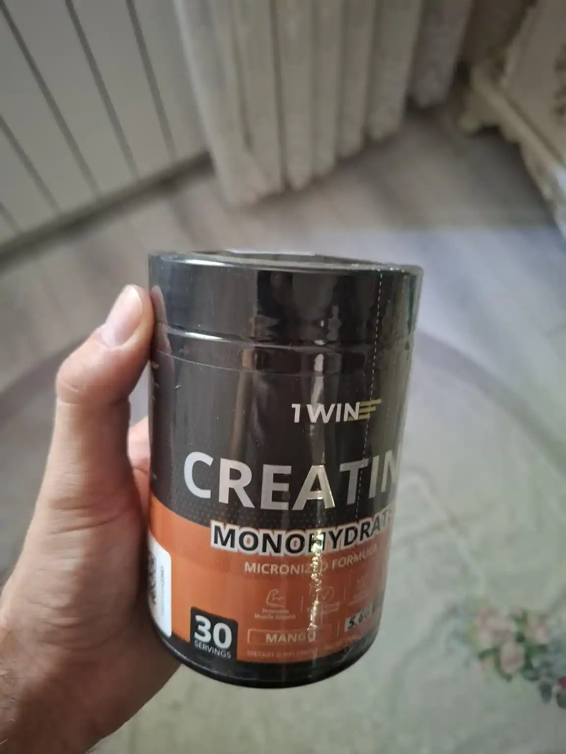 Kreatin monogidrat 1WIN 200 gr, 30 porsiya, tami bilan
