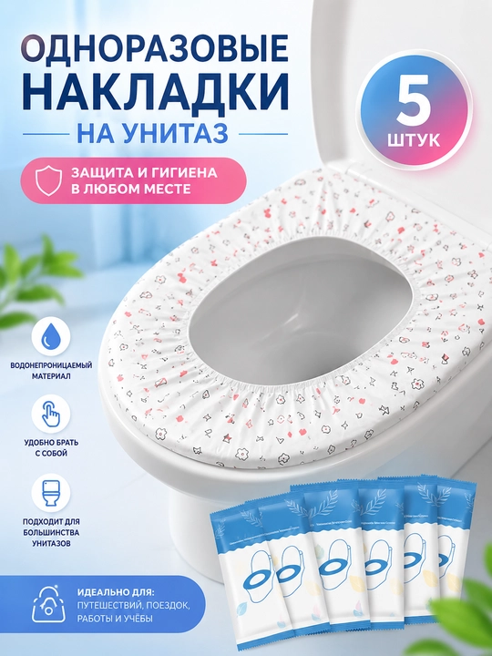 Bir martalik unitaz qoplamalari 5 dona, gigiyenik o‘rindiq qopqog‘i, jamoat joylari uchun - 