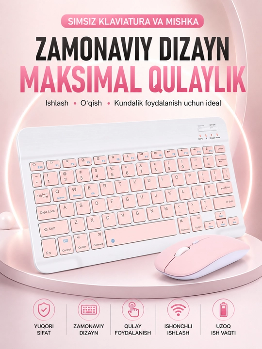 Simsiz Klaviatura va Sichqoncha To‘plami, 2.4GHz USB Wireless Keyboard & Mouse Combo - 