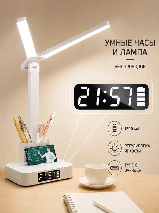 LED stol lampasi soatli, 1200 mAh - 