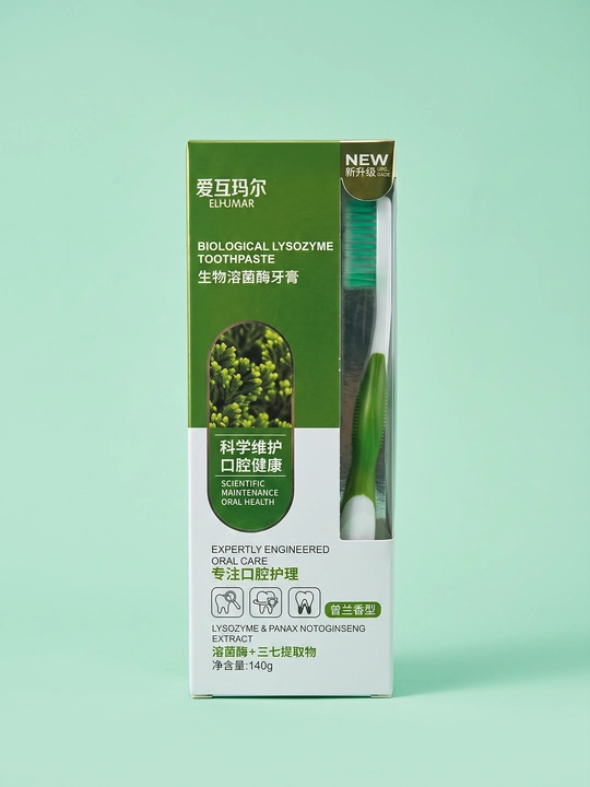 Tish pasta ELHUMAR tish cho'tkasi bilan to'plam, og'iz bo'shlig'i parvarishi uchun, 140 g