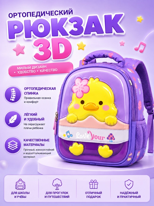 Рюкзак Детский ортопедический для с 3D  рюкзак для детского сада и начальной школы - 