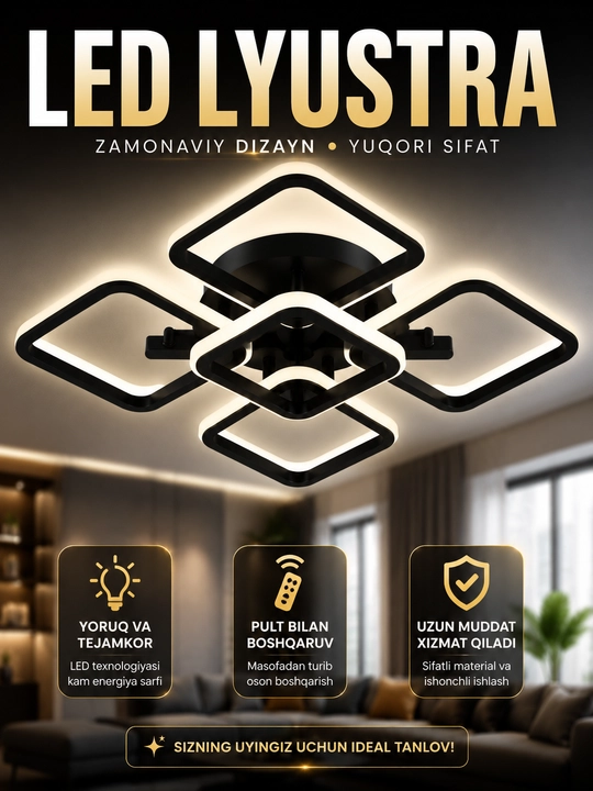 Люстра потолочная LED, светодиодная с пультом, регулируемым светом, белая - 