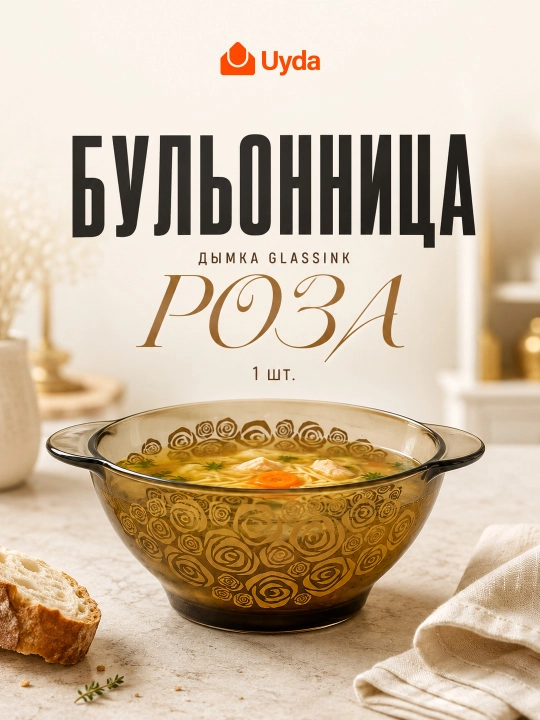 Tutqichli sho'rva idishi Atirgul Dimka 62426-12, 510 ml - 