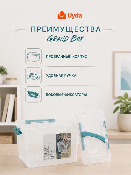 Контейнер для хранения пластиковый Econova Grand Box 290х190х180 мм органайзер с крышкой