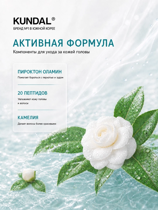 KUNDAL Шампунь против перхоти Dandruff Relief для сухой кожи головы, 500 мл