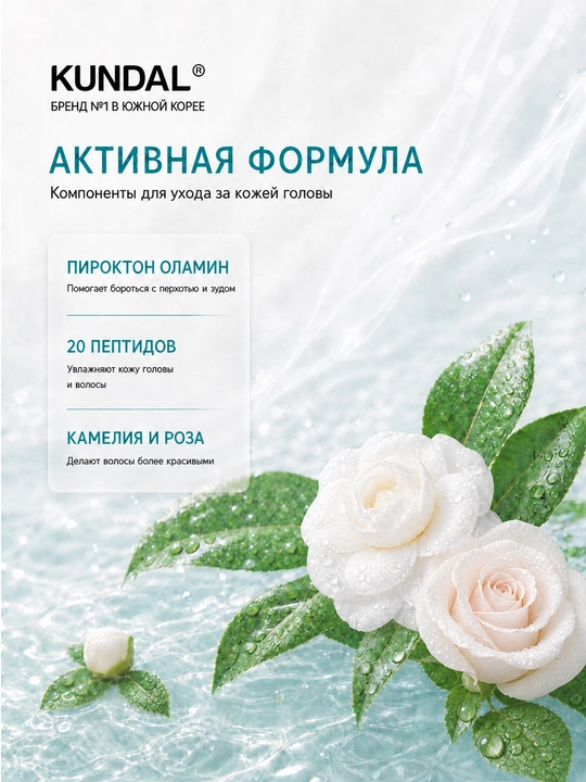 KUNDAL Шампунь против перхоти Dandruff Relief для сухой кожи головы, 500 мл
