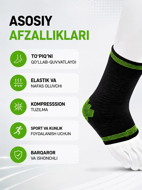 Бандаж на голеностоп ANKLE SUPPORT-8525, эластичный компрессионный спортивный бандаж