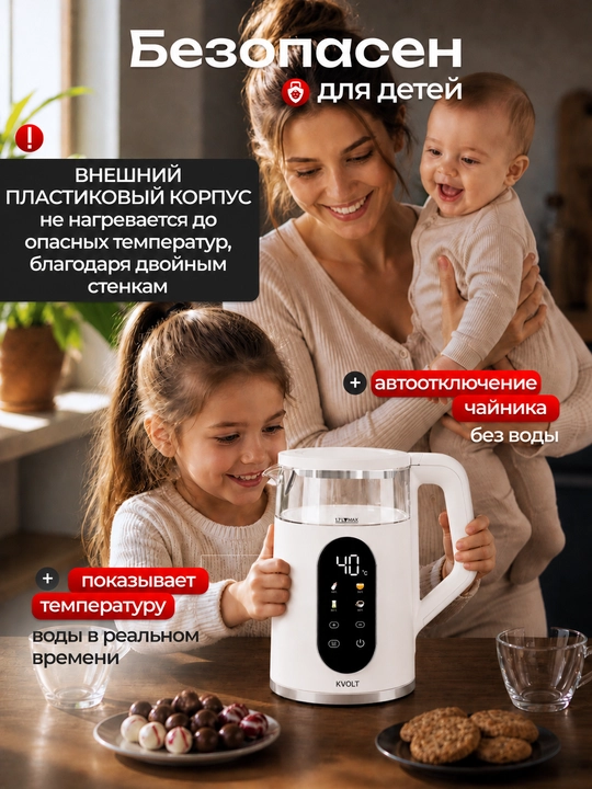 Чайник электрический умный с температурным режимом 1.7 л