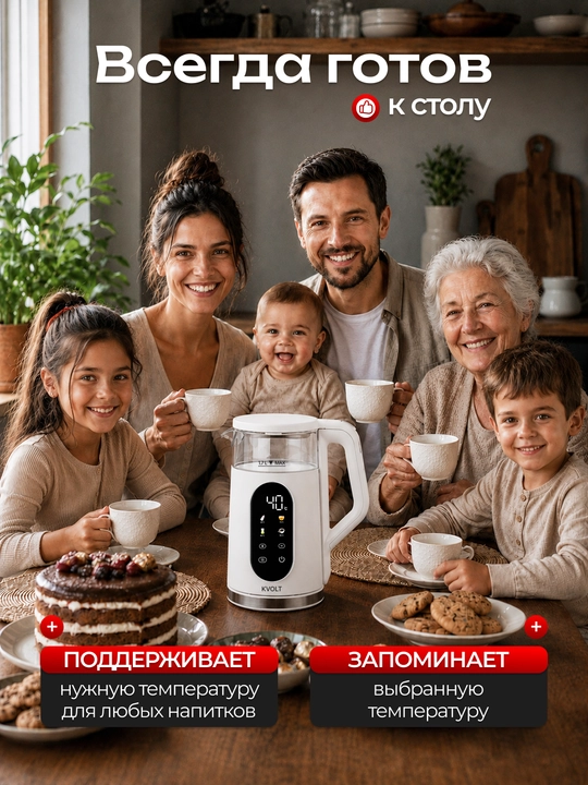Чайник электрический умный с температурным режимом 1.7 л