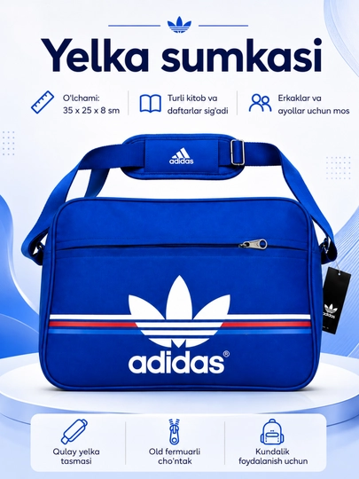 Uniseks yelka sumkasi, maktab, kitob, daftar, sport, ish, o‘qish va sayohat uchun - 
