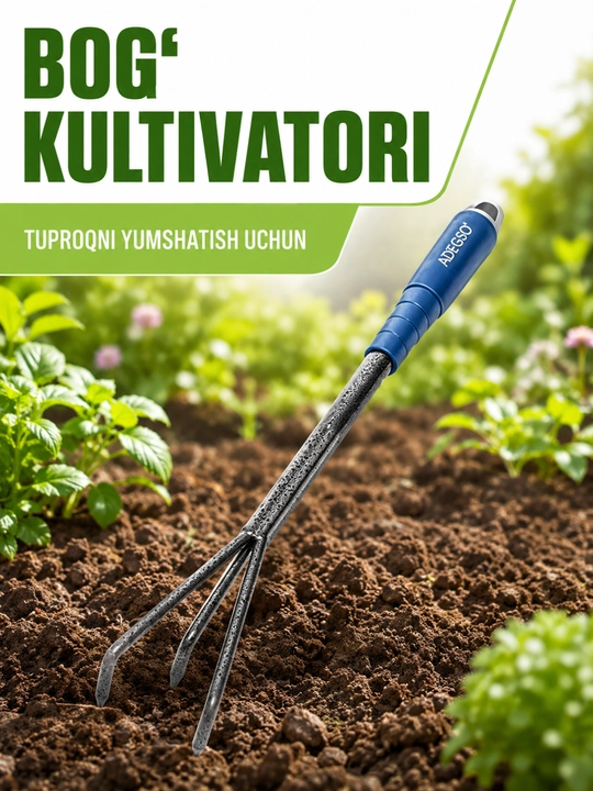 Bog‘dorchilik qo‘l asboblari - kurak, kultivator, chopqi, xaskash, 5 tishli motiga - 