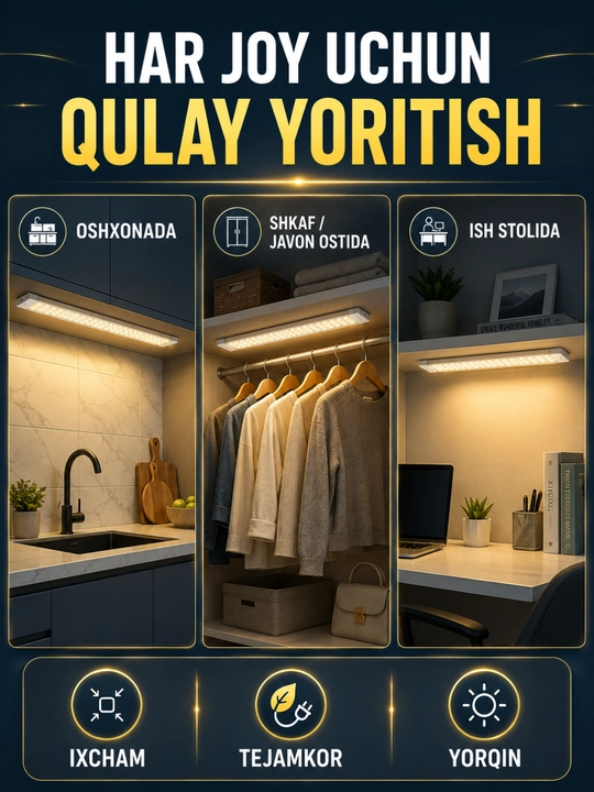 LED chiroq, uzun svetodiodli yoritgich paneli, xona va ish joyi uchun
