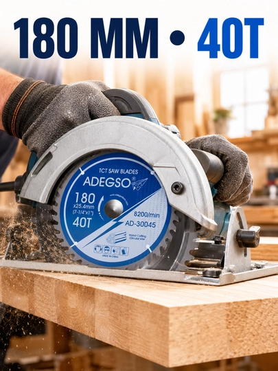 ADEGSO AD-30045 – Yog‘och uchun TCT arra diski, 180 × 25.4 mm, 40T ta tish - 