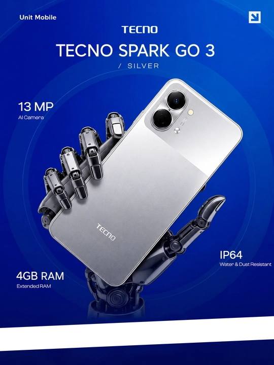 Смартфон TECNO Spark Go 3 4/128 ГБ, 4 ГБ ОЗУ, экран 6.75” 120 Гц, аккумулятор 5000 мАч - 