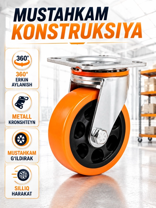 Aravacha va mebel uchun g‘ildirak, 360° aylanadigan mustahkam rolik