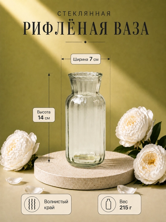 Ваза для цветов, декоративная, стеклянная, для интерьера и дома - 