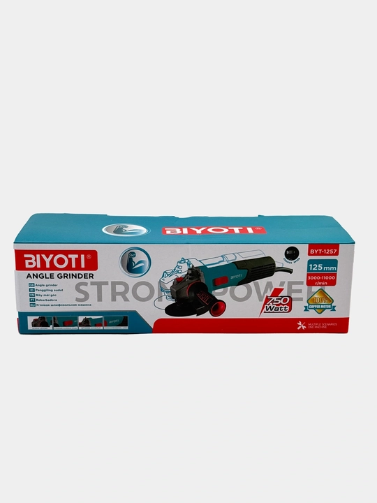Болгарка BIYOTI BYT-1257 125 мм, 750 Вт, 3000–11000 об/мин