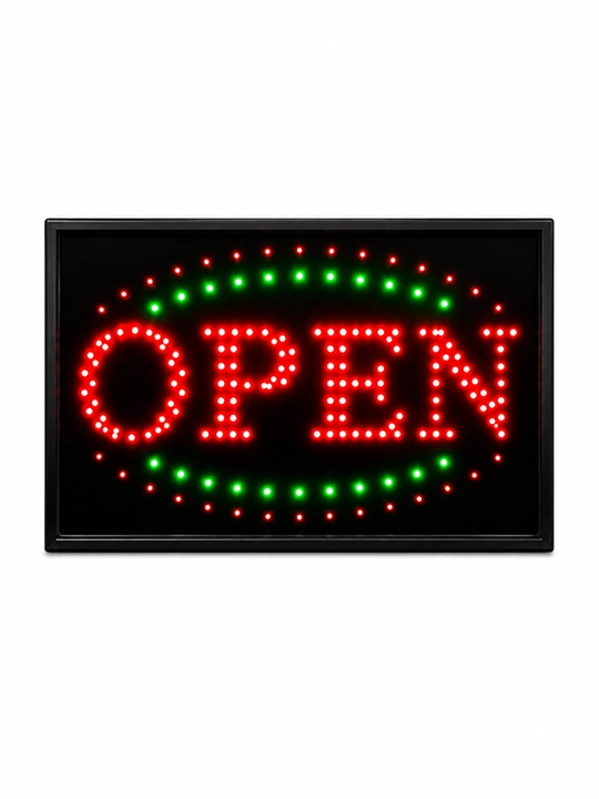 OPEN LED tablichka, magazin va vitrina uchun yorug‘ reklama belgisi 220V