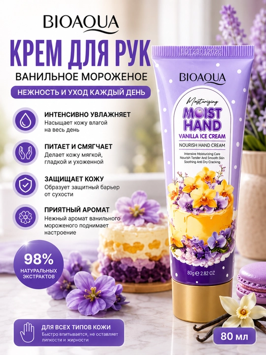 Qo'l kremi MOIST HAND, namlashtiruvchi,80 ml - 