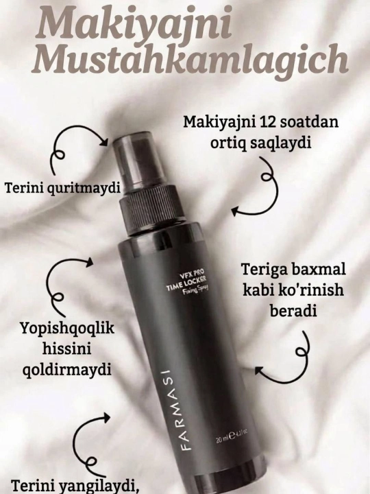 Makiyaj fiksatori Farmasi VFX Pro, pardozni uzoq saqlovchi sprey, 115 ml - 